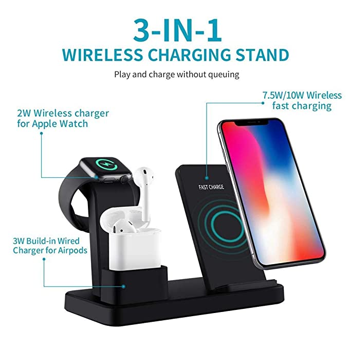 3-IN-1 Wireless Charger iPhone, Airpods & iWatch (Stand)