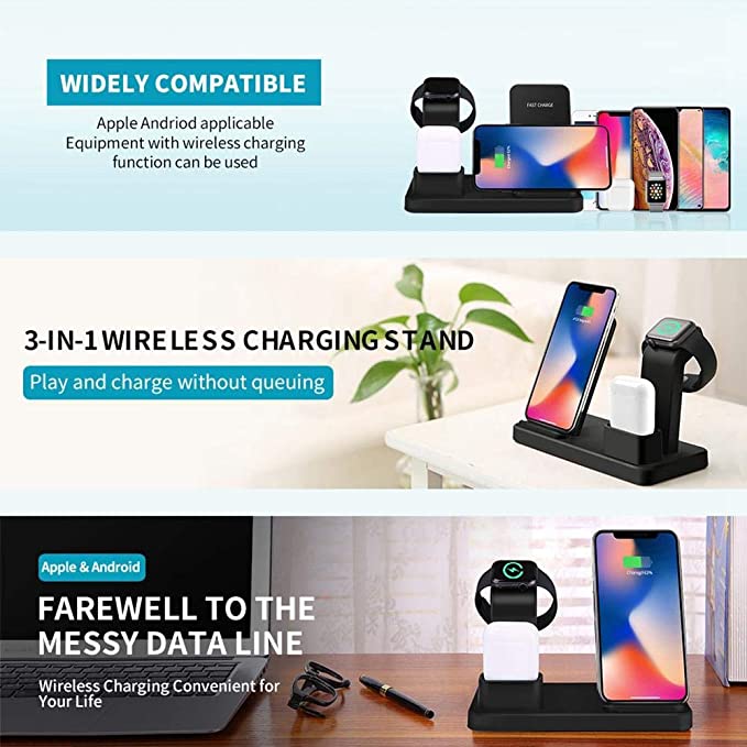 3-IN-1 Wireless Charger iPhone, Airpods &amp; iWatch (Stand)